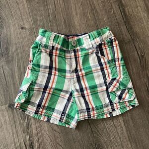 Hanna Andersson Plaid Green, Orange And Navy Shorts  size 80